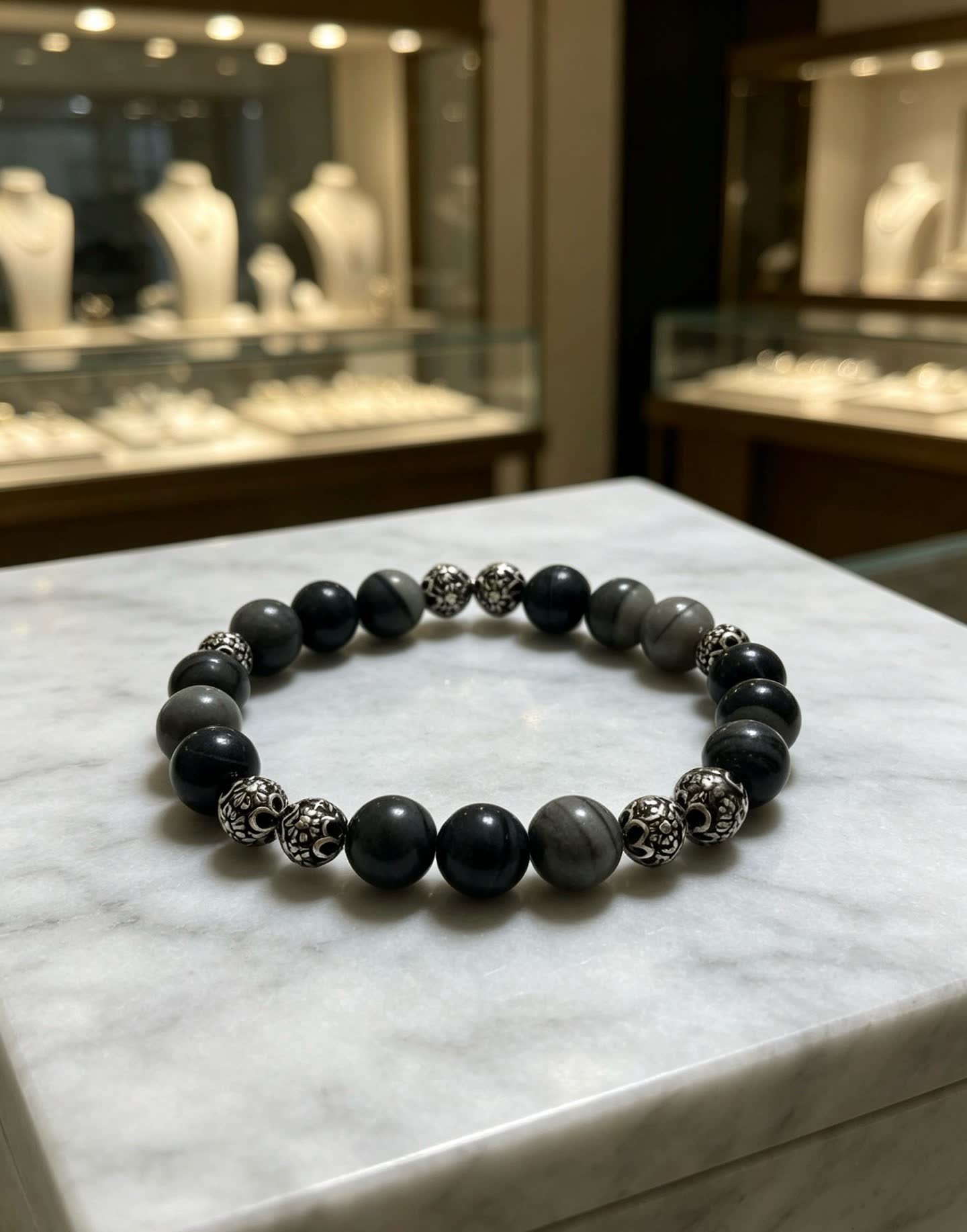 Chrome Hearts Beaded Bracelet with Silver Spacers